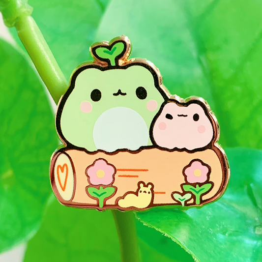 Froggie Log Enamel Pin