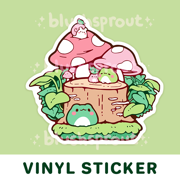 Froggie Mushroom Forest Vinyl Sticker