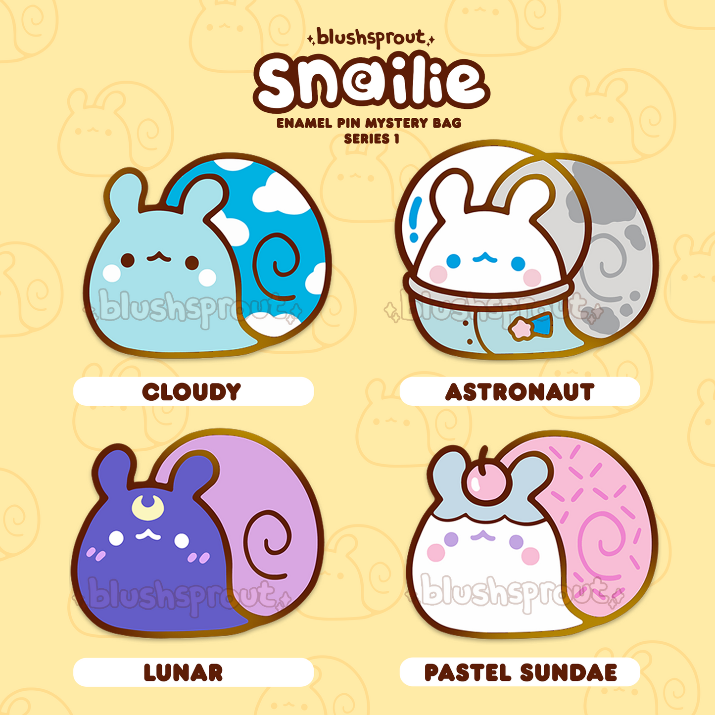 Snailie: Series 1 Enamel Pin Mystery Bags