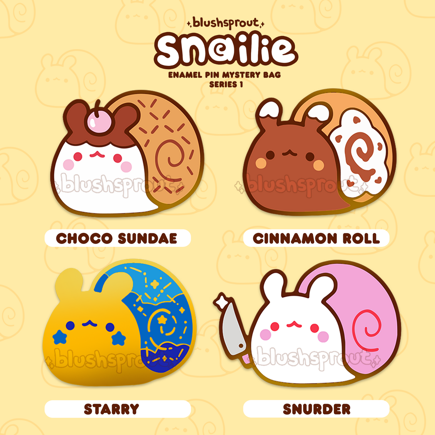 Snailie: Series 1 Enamel Pin Mystery Bags