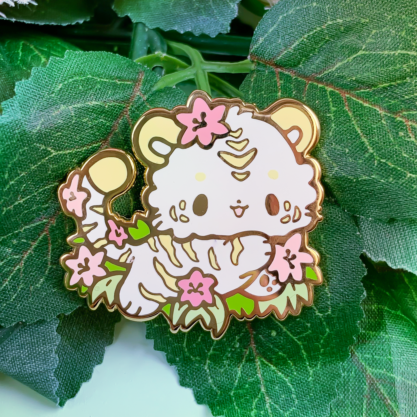 Pink Tigerlily Tiger Enamel Pin