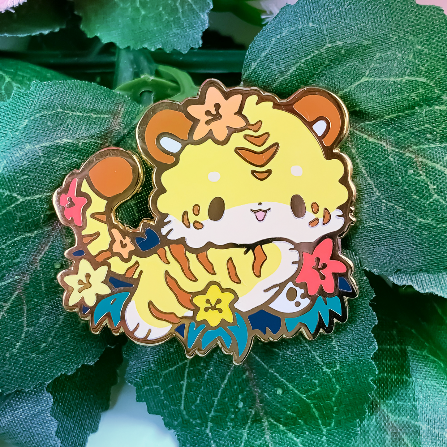 Yellow Tigerlily Tiger Enamel Pin