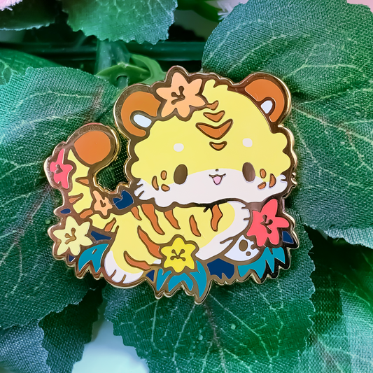 Yellow Tigerlily Tiger Enamel Pin