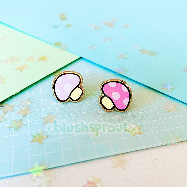 Pond Pals: Mushrooms (Pink & Purple) Mini Enamel Pins (Set of 2)