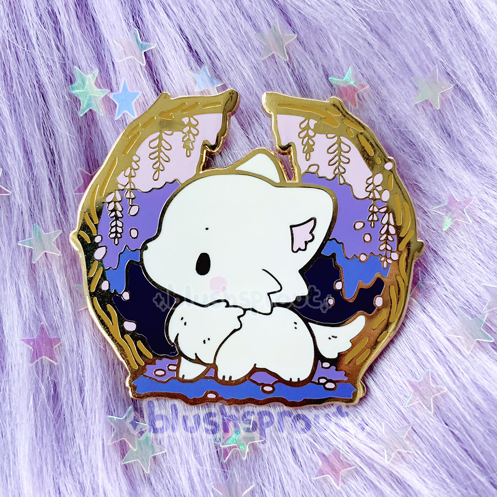 Wisteria Wolf Enamel Pin