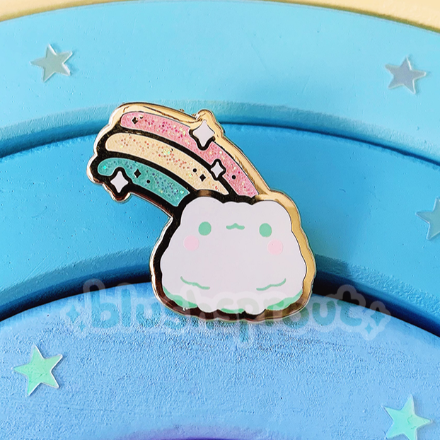 Froggie Cloud Pastel Glitter Enamel Pin