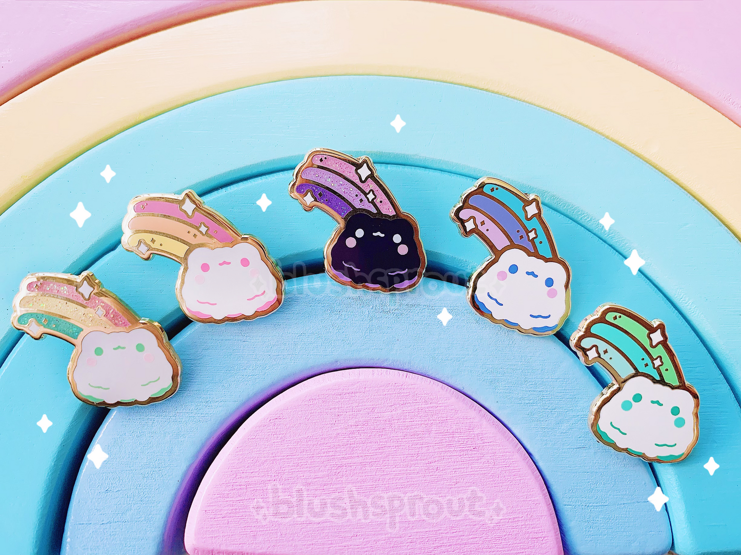 Froggie Cloud Pastel Glitter Enamel Pin