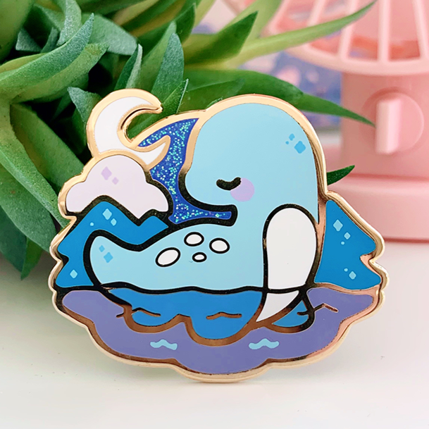 Loch Ness Monster Nessie Enamel Pin (Night Glitter Version)